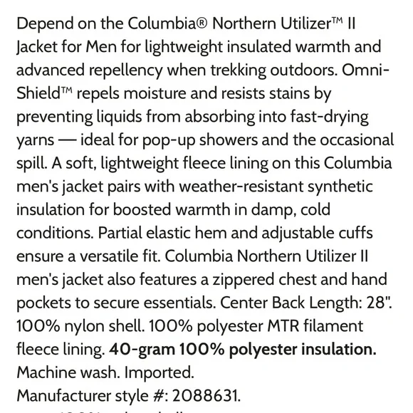 Columbia Northern Utilizer II Men's Brown Jacket - Picture 12 of 13